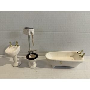 Follhouse Lot Vintage, 3 PC Porcelain Bathroom Pieces Tub Has Some Imperfections